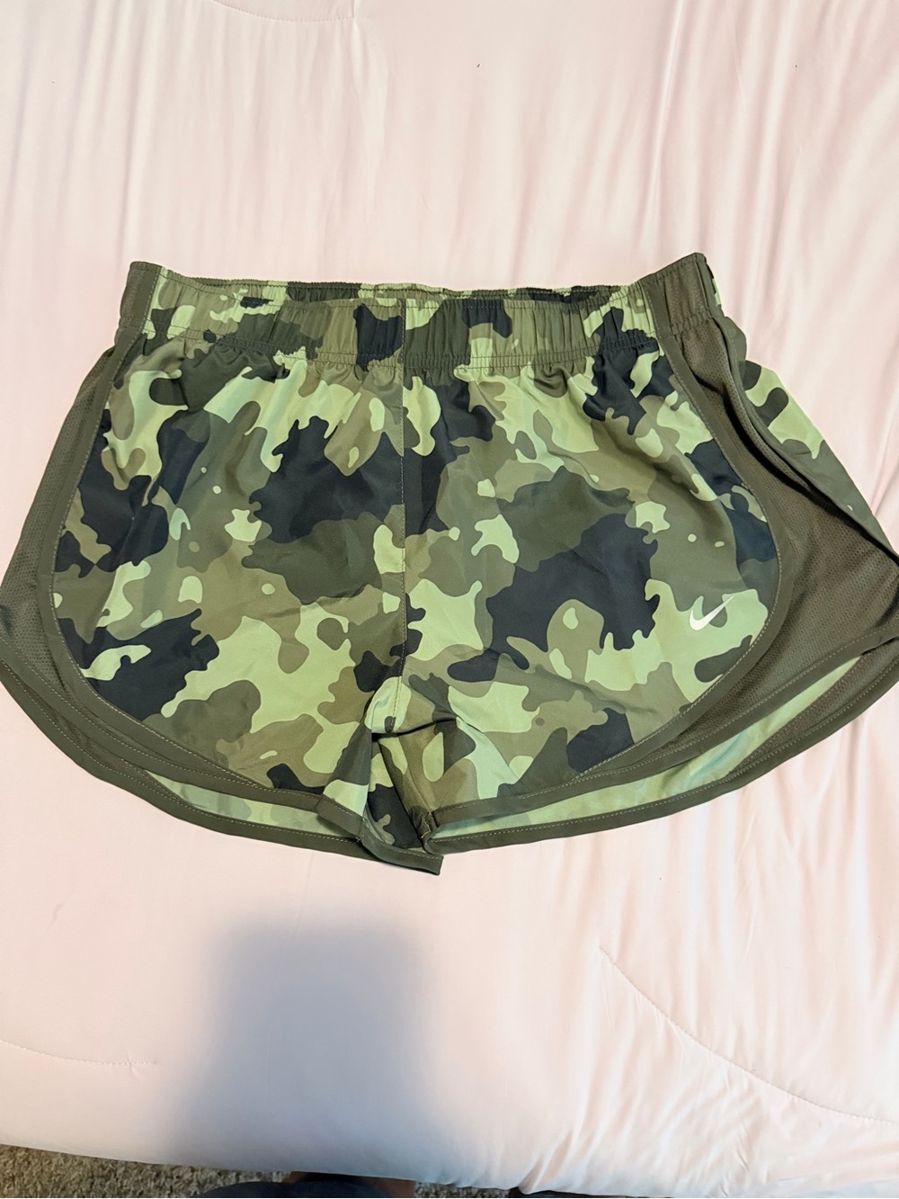 Nike Women's Camo Athletic Shorts - Olive & Dark Green